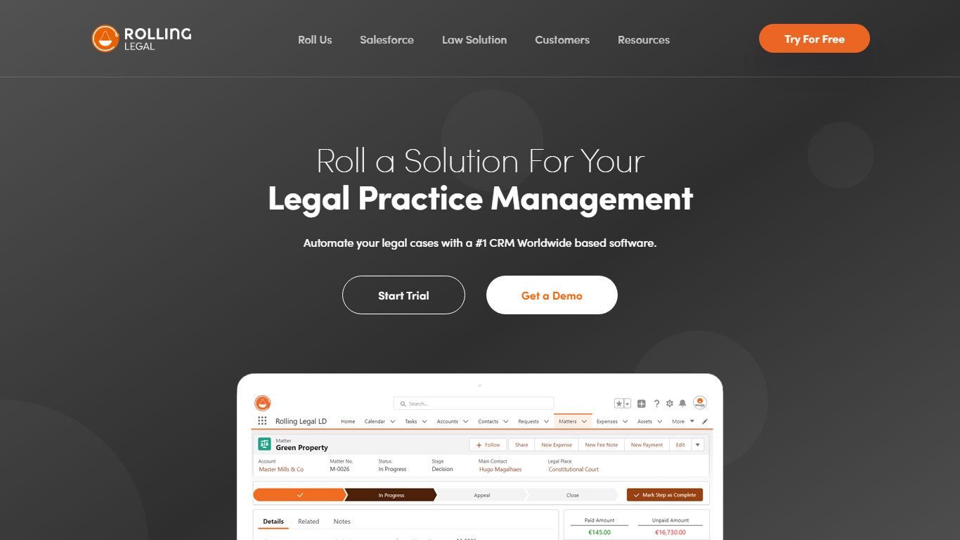 Legal Case Management Software: Salesforce for Lawyers | Rolling Legal